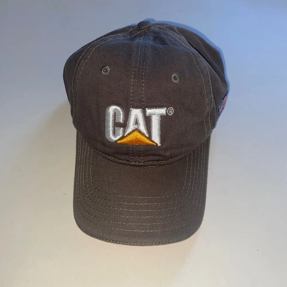 Caterpillar CAT Stowers Machinery Gray Cotton Adjustable Baseball Cap Hat